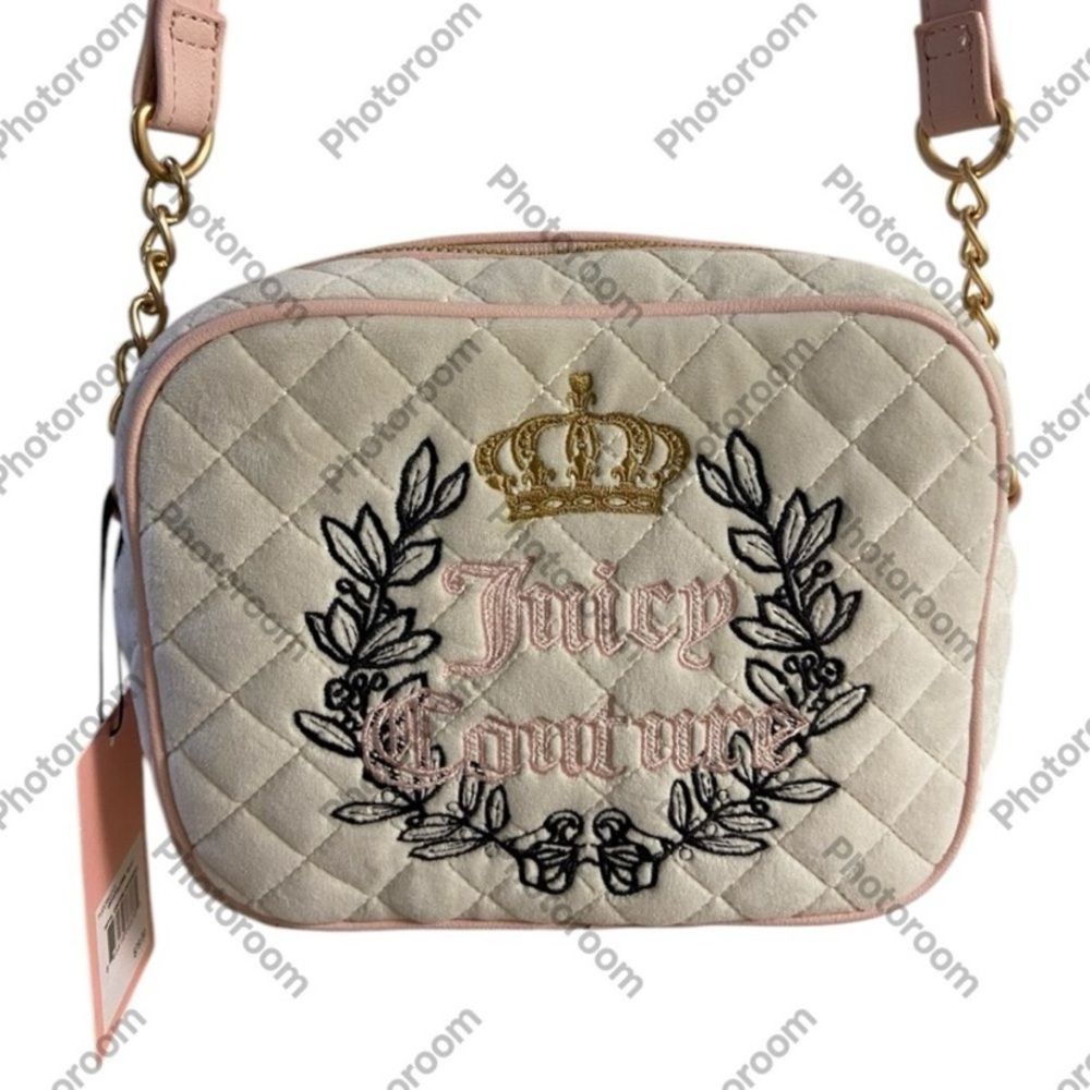 Juicy Couture Cream and Pink Quilted Crossbody Bag NWT
